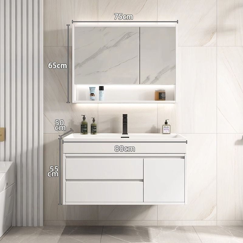 Kabinet Kaca Pintar Singki Putih QW-, Kabinet Penyimpanan Bilik Mandi Kayu Asli 