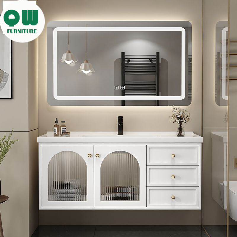 QW- Smart Mirror Real Wood Storage Bathroom Wash Cabinet