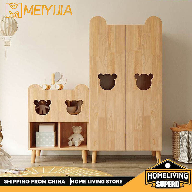 Pintu Gelongsor Kayu Padu Penuh Almari Pakaian Kanak-kanak Kecil, Almari Pakaian Rumah Ringkas