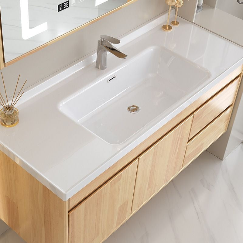 QW- Oak Wood Storage Cabinet Smart Mirror Sink Set in the Bathroom