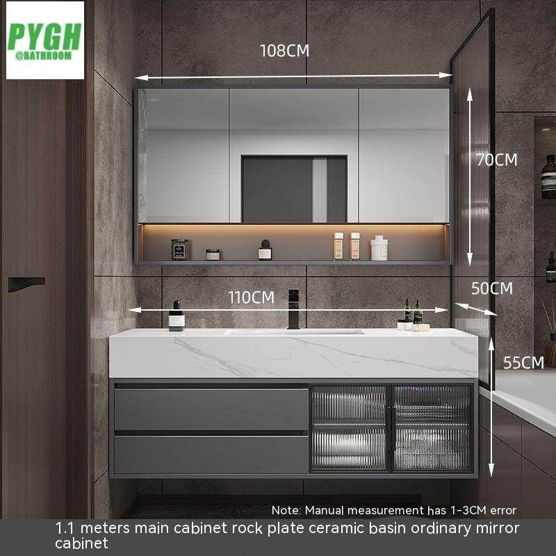 QW- Large Basin Set with Smart Mirror and Real Wood Storage Cabinet for Bathroom