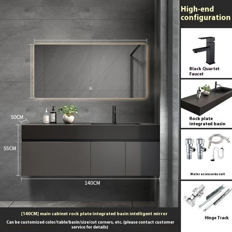 QW- Custom-made Real Wood Storage Cabinet Smart Mirror Sink in the Bathroom