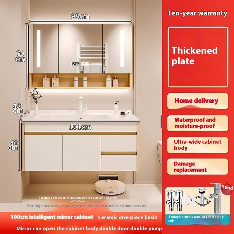 QW- Cabinet, Solid Wood Bathroom, Sink, Bathroom Set, Smart Glass Cabinet