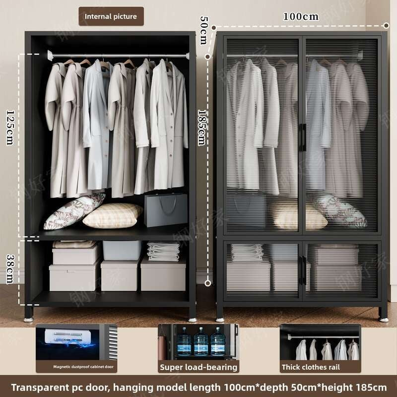 Hitam Ringkas untuk Rumah, Bilik Tidur, Bilik Sewa, Almari Logam Kanak-kanak