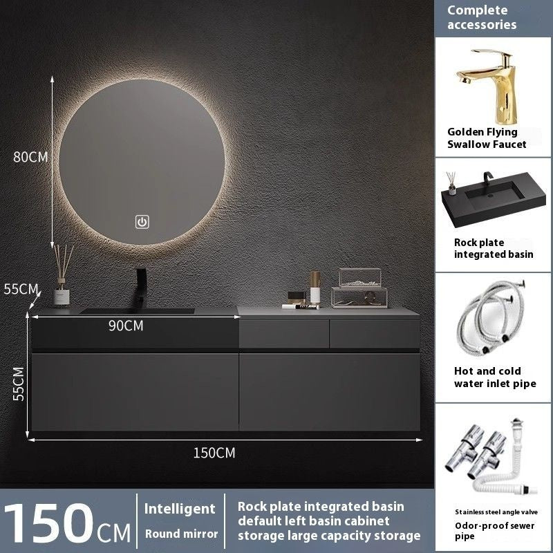 QW- Custom-made Luxury Storage Cabinet Smart Glass Bathroom Basin Set