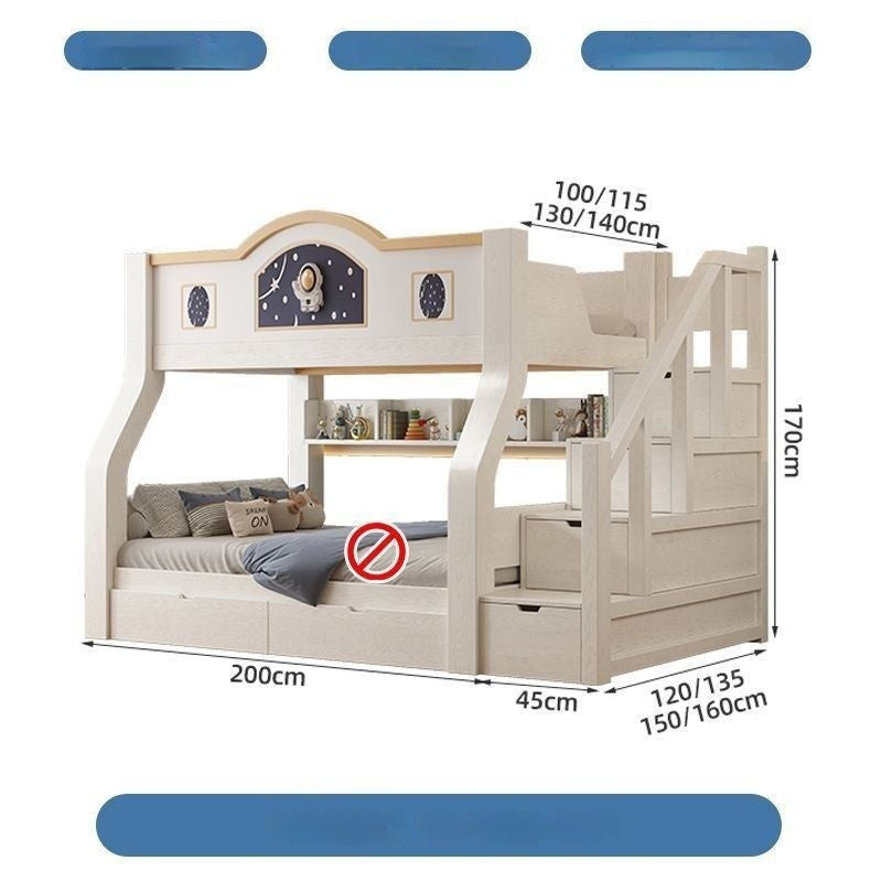 Two-story bunk high-low wooden children's small bed, solid wood, many sizes