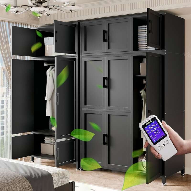 Hitam Ringkas untuk Rumah, Bilik Tidur, Bilik Sewa, Almari Logam Kanak-kanak