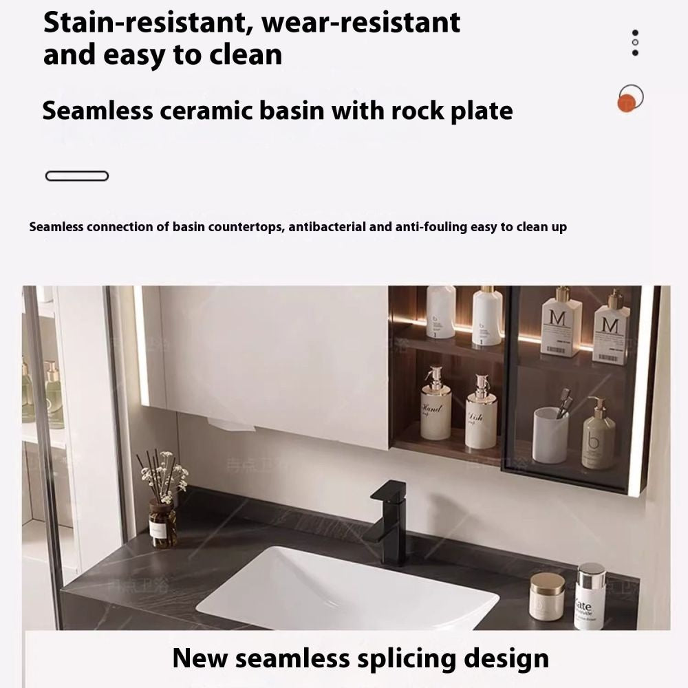 QW- Smart Mirror Real Wood Storage Cabinet in the Bathroom, Bathroom Sink Set