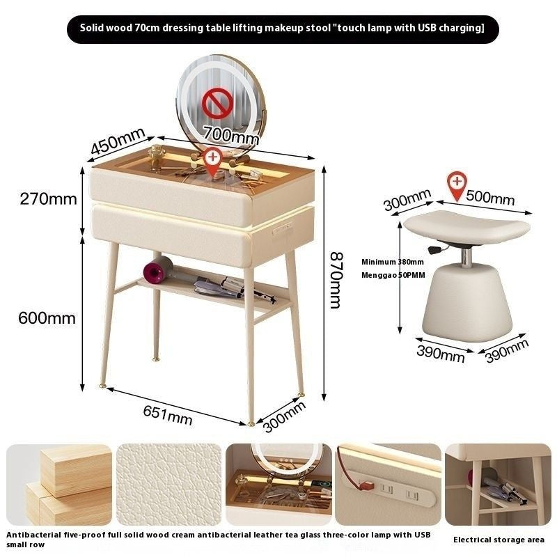 Multifunctional Mini Small Bedroom Modern Simple Dressing Table New Style Safety Glass