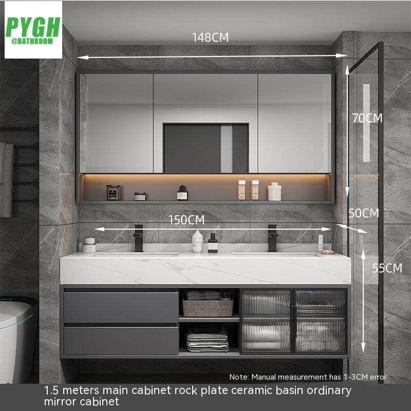 QW- Large Basin Set with Smart Mirror and Real Wood Storage Cabinet for Bathroom