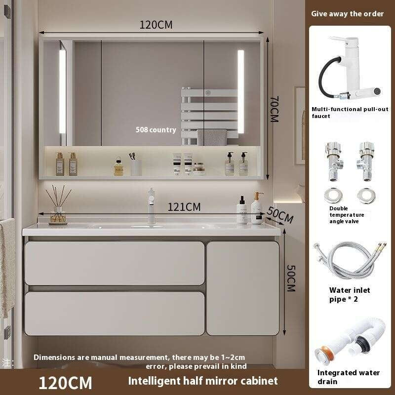 QW- Real wood storage cabinet smart mirror in the bathroom, bathroom sink