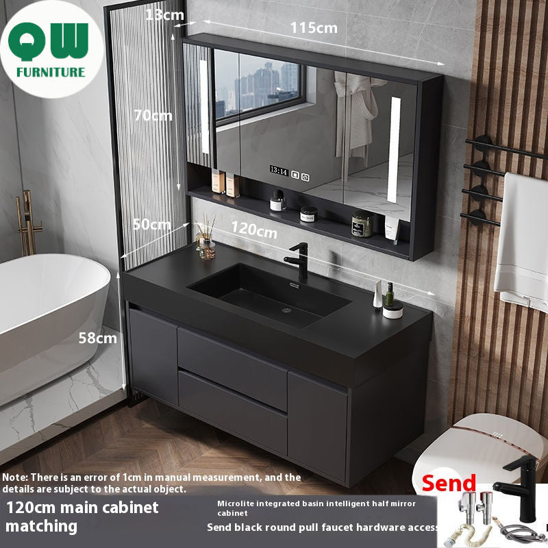 QW- Smart Glass Real Wood Storage Cabinet, Nano Bathroom Sink