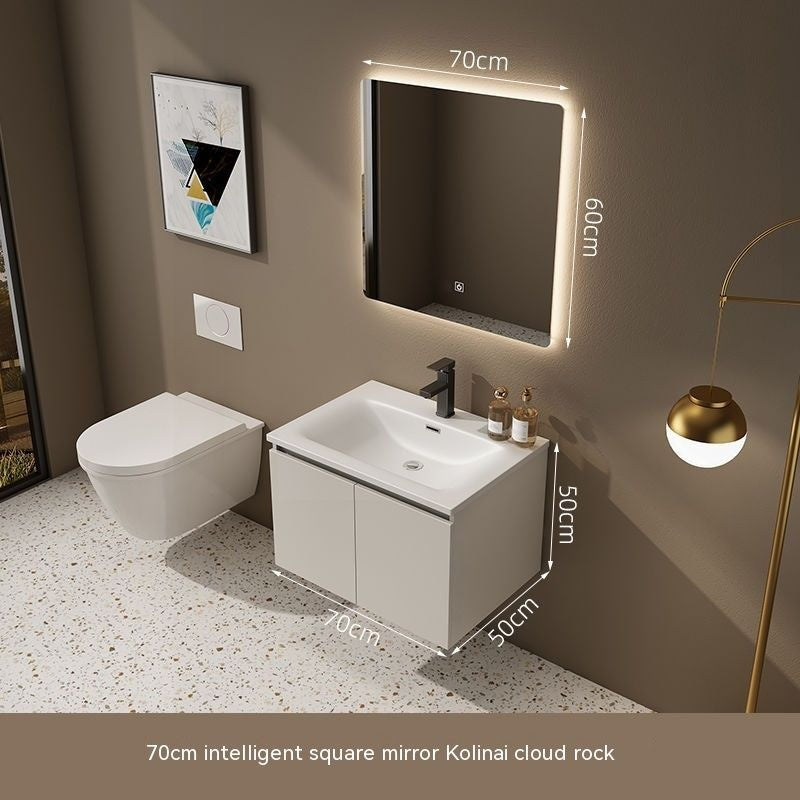 QW- Washbasin with Smart Mirror Bathroom, Real Wood Storage Cabinet in the Bathroom