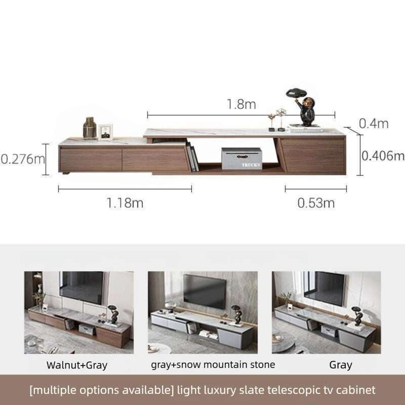 Meja Kopi Batu Moden Kombo Ruang Tamu Kabinet TV Rak Regang Mewah Ringan