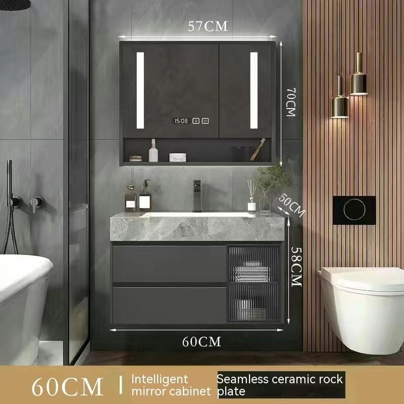 Kabinet Kaca Pintar Penyimpanan Bilik Mandi QW- Rockboard Sinki 