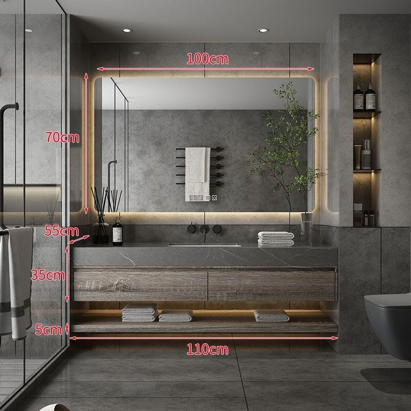 QW- Custom-made Bathroom storage made from real wood, bathroom sink set, and smart mirror cabinet in the bathroom.
