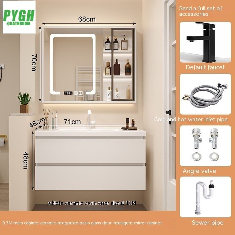 QW- White Storage Smart Mirror Cabinet, Bathroom Sink