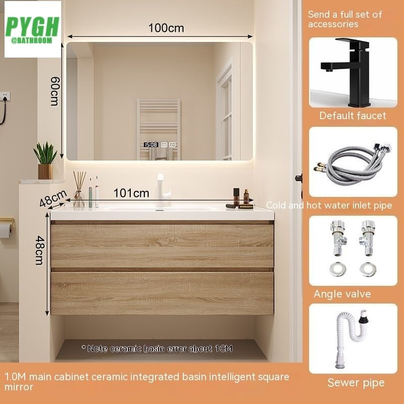 QW- Bathroom storage cabinet with sink set and smart mirror