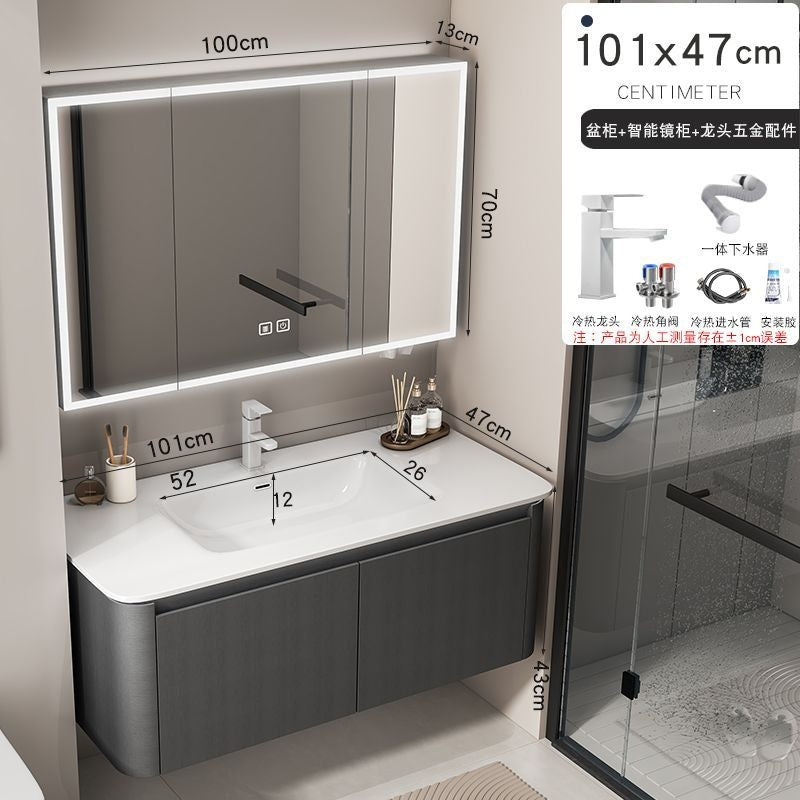 Kabinet Cuci Bilik Mandi Penyimpanan Aluminium Cermin Pintar QW- 
