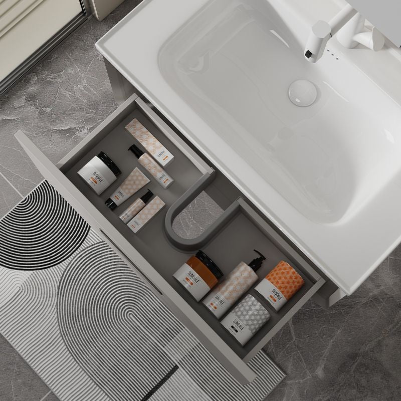 QW- Aluminum Thickened Stainless Steel Basin Smart Glass Bathroom Storage Cabinet