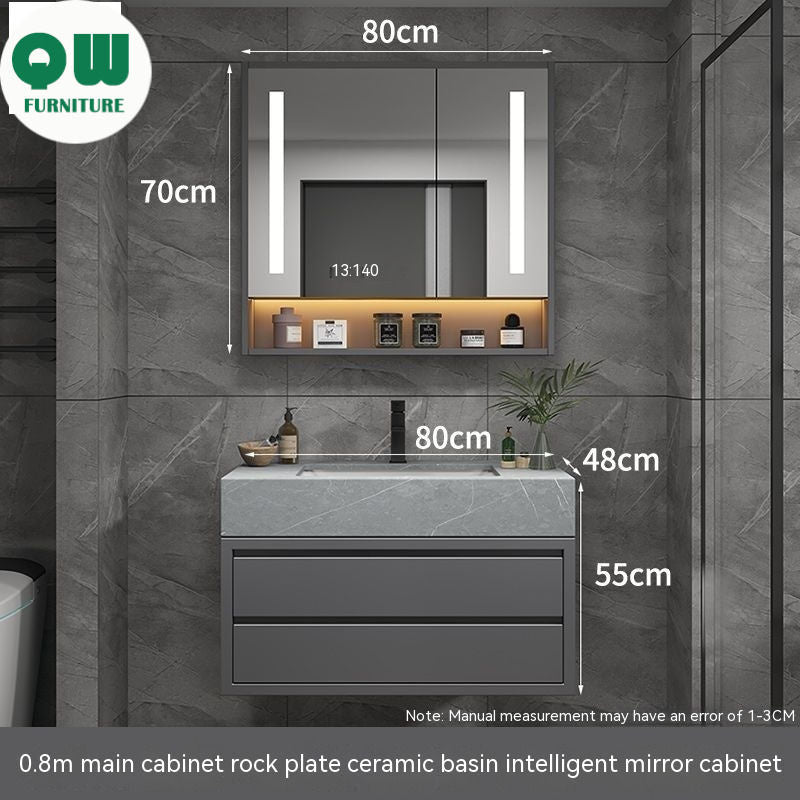 QW- Real wood storage smart mirror bathroom, sink cabinet for bathroom
