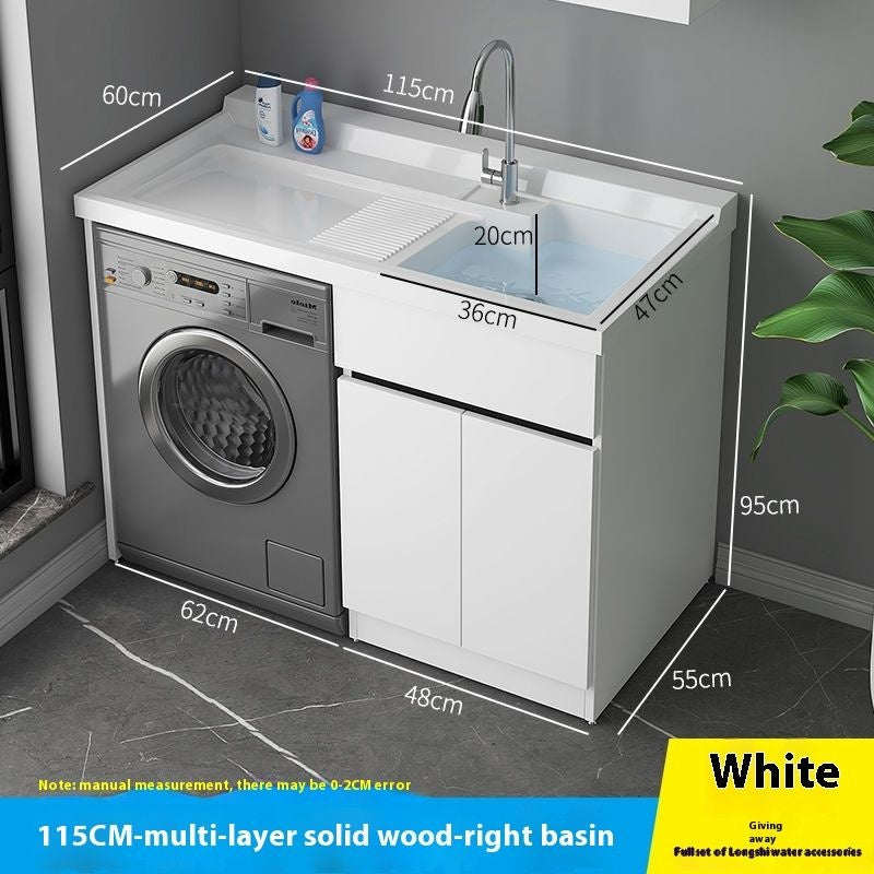 QW- Genuine Wooden Storage Cabinet Bathroom Sink Set Washing Machine Table