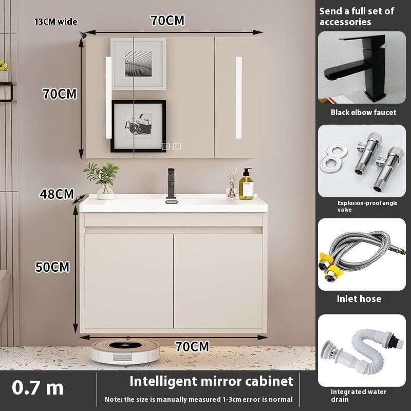 QW- Kabinet Penyimpanan Singki Cermin Pintar di Bilik Mandi 