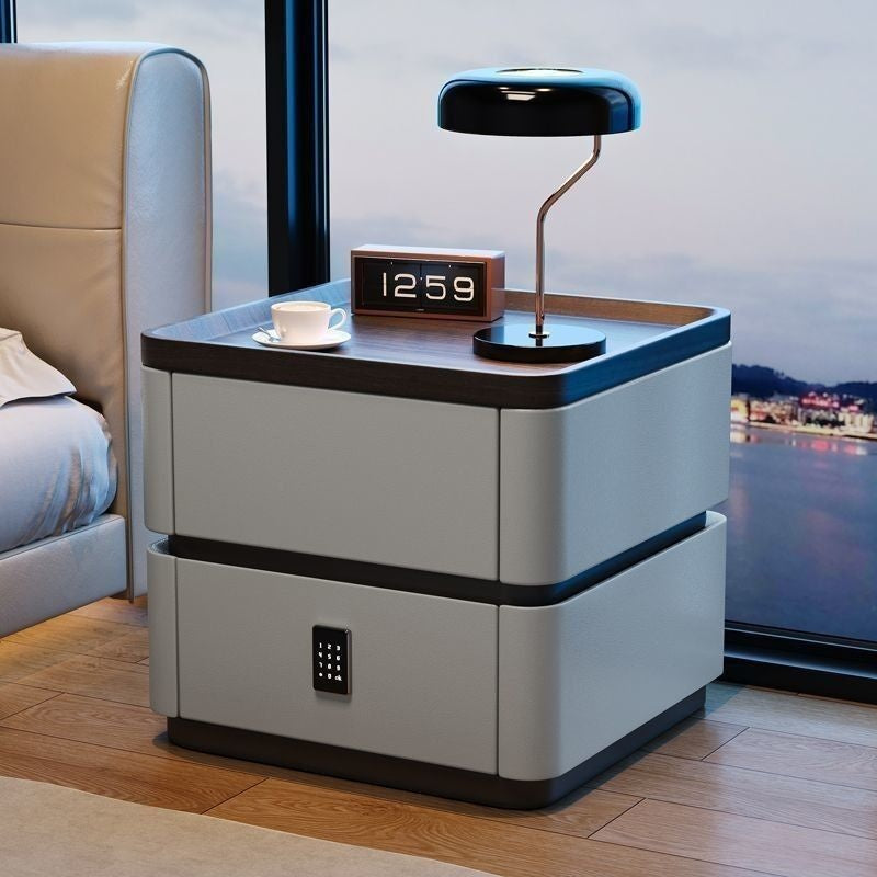 Elegant Decorative Table with Lock Modern Home Bedroom Italian Style Simple Storage Bedside Cabinet High-end Feeling