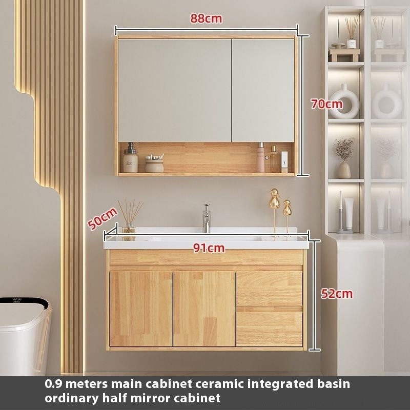 QW- Oak Wood Storage Cabinet Smart Mirror Sink Set in the Bathroom