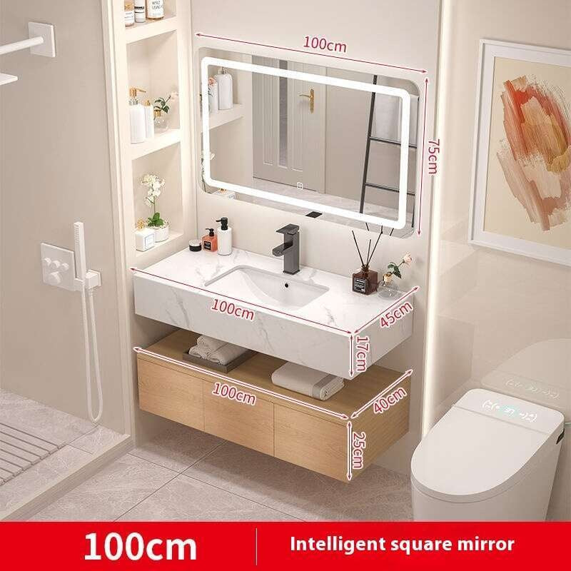 QW- Real wood storage cabinet smart mirror in the bathroom, bathroom sink