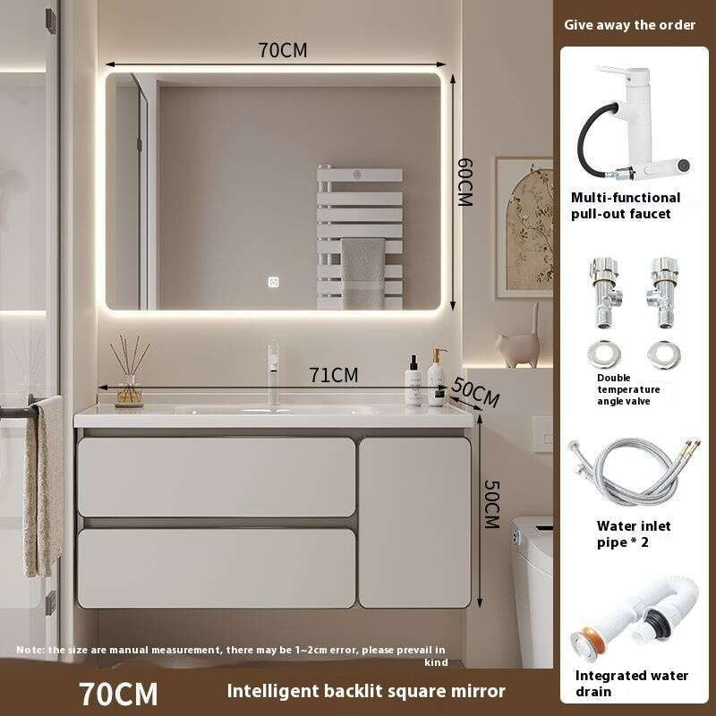 QW- Real wood storage cabinet smart mirror in the bathroom, bathroom sink