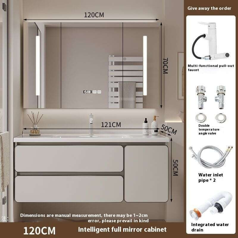 QW- Real wood storage cabinet smart mirror in the bathroom, bathroom sink