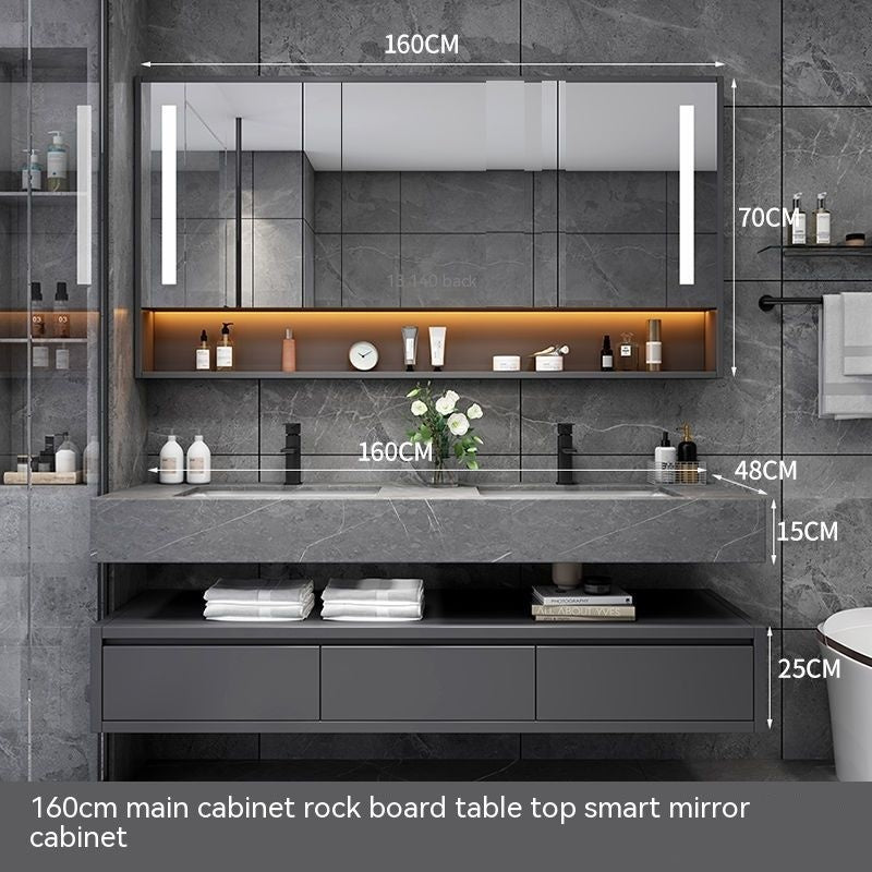 QW- Solid Wood Smart Glass Cabinet, Bathroom Sink