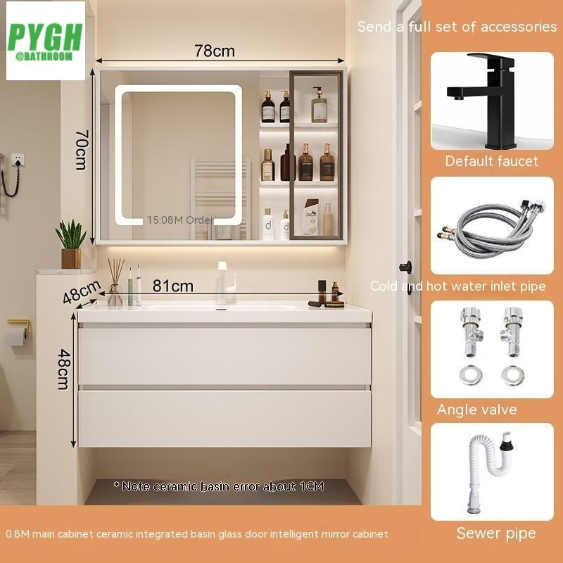 QW- White Storage Smart Mirror Cabinet, Bathroom Sink