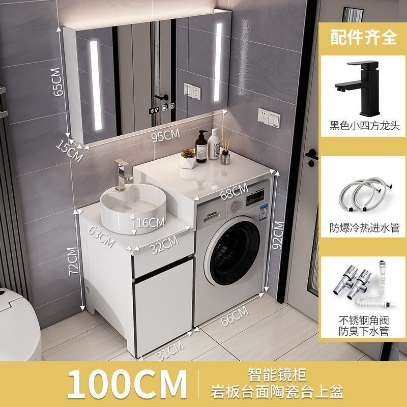 QW- Aluminum Bathroom Cabinet Set with Sink and Countertop Washing Machine