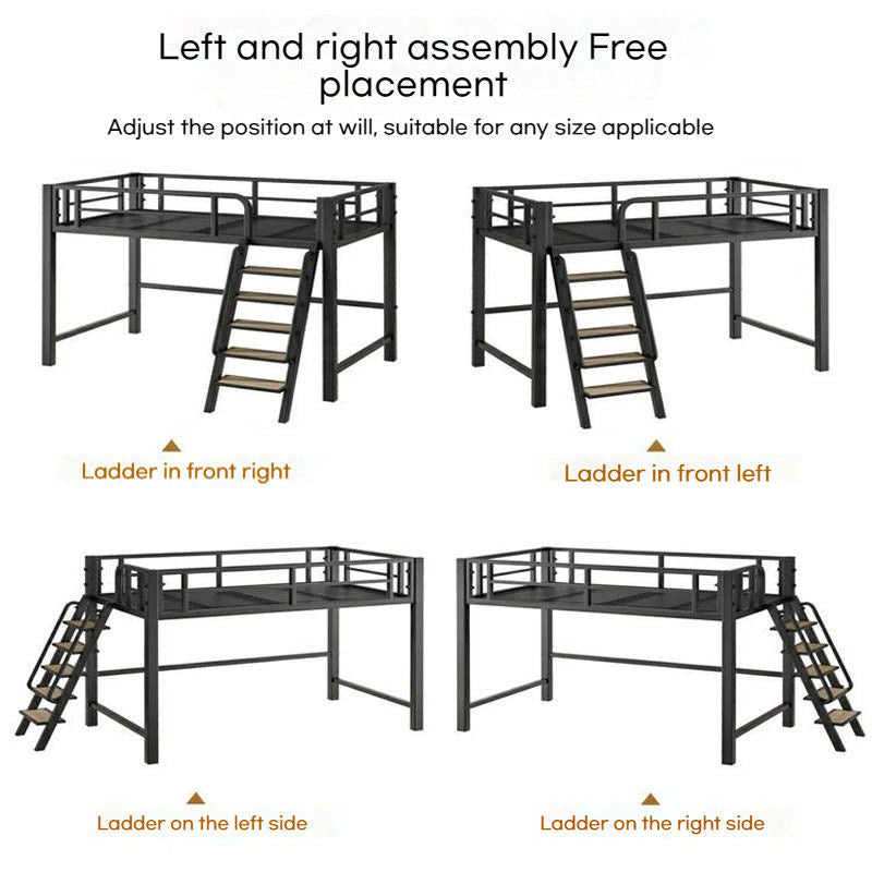 Modern Simple Small Bedroom Suspended Attic Upper and Lower Beds Iron Overhead Art Bunk Bed