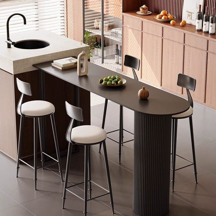 Bar light luxury stone table, living room, kitchen, partition edge, bar counter, balcony with wall, high foot table