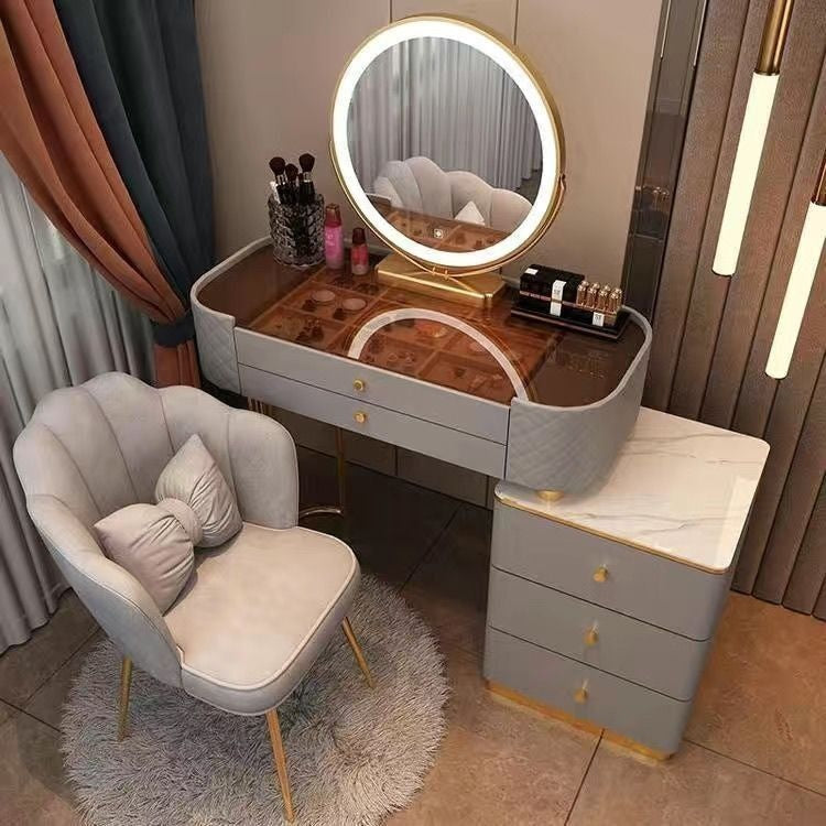Bedroom Clear Glass Nordic Style Small Simple Dressing Storage Cabinet Table