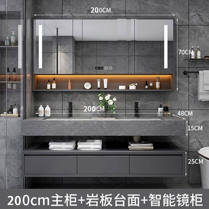 QW- Solid Wood Smart Glass Cabinet, Bathroom Sink