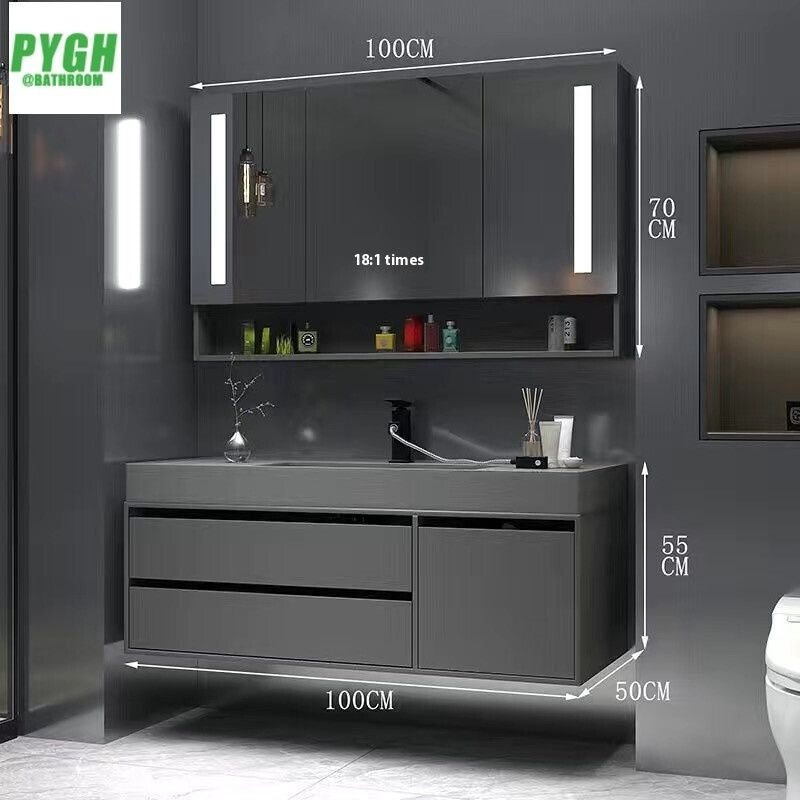 QW- Smart Mirror Real Wood Storage Bathroom Wash Cabinet