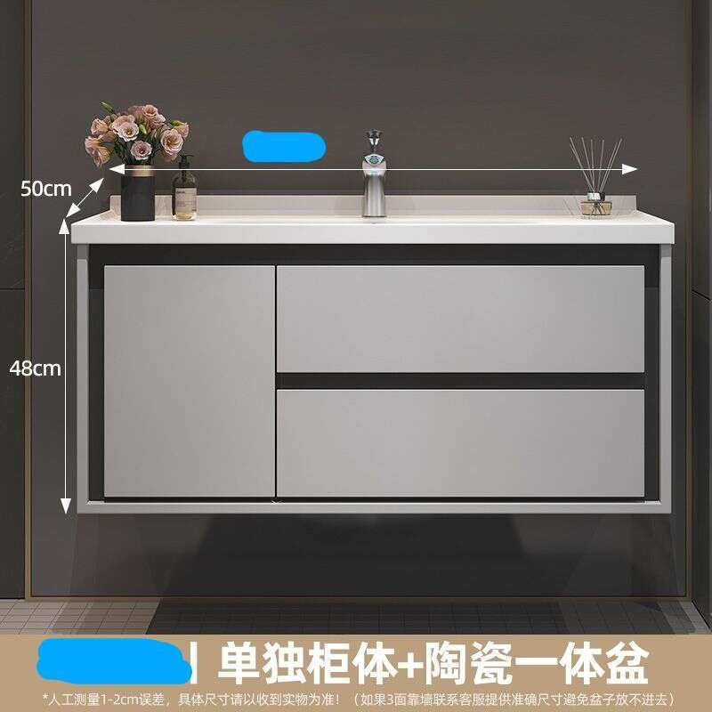 Kabinet Penyimpanan Kayu Oak QW- Set Singki Cermin Pintar di Bilik Mandi 
