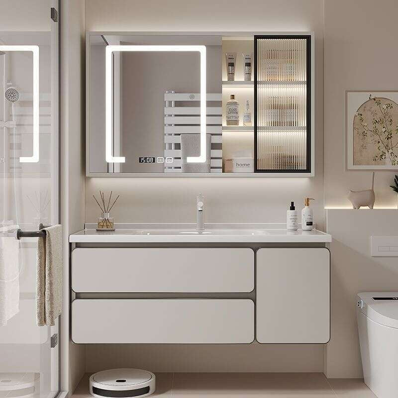 QW- Real wood storage cabinet smart mirror in the bathroom, bathroom sink