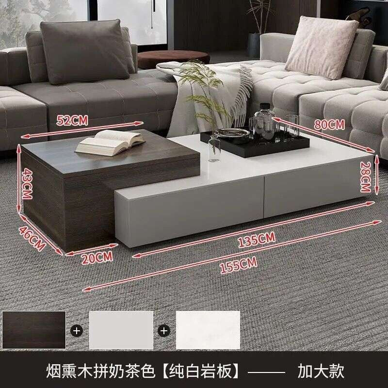 Meja Kopi Batu Boleh Laras Pelbagai Fungsi untuk Ruang Tamu. Kegunaan rumah moden yang ringkas. Meja teh yang elegan dan berkelas.