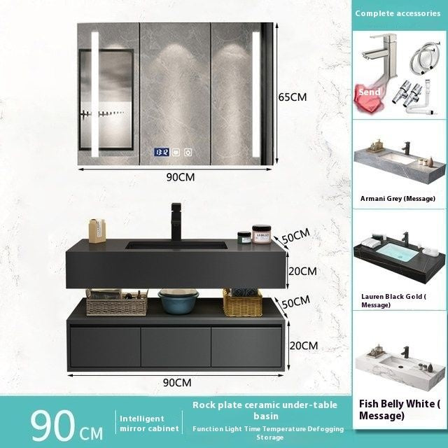 QW- Custom-made Premium Storage Cabinet Sink Set Smart Mirror Bathroom