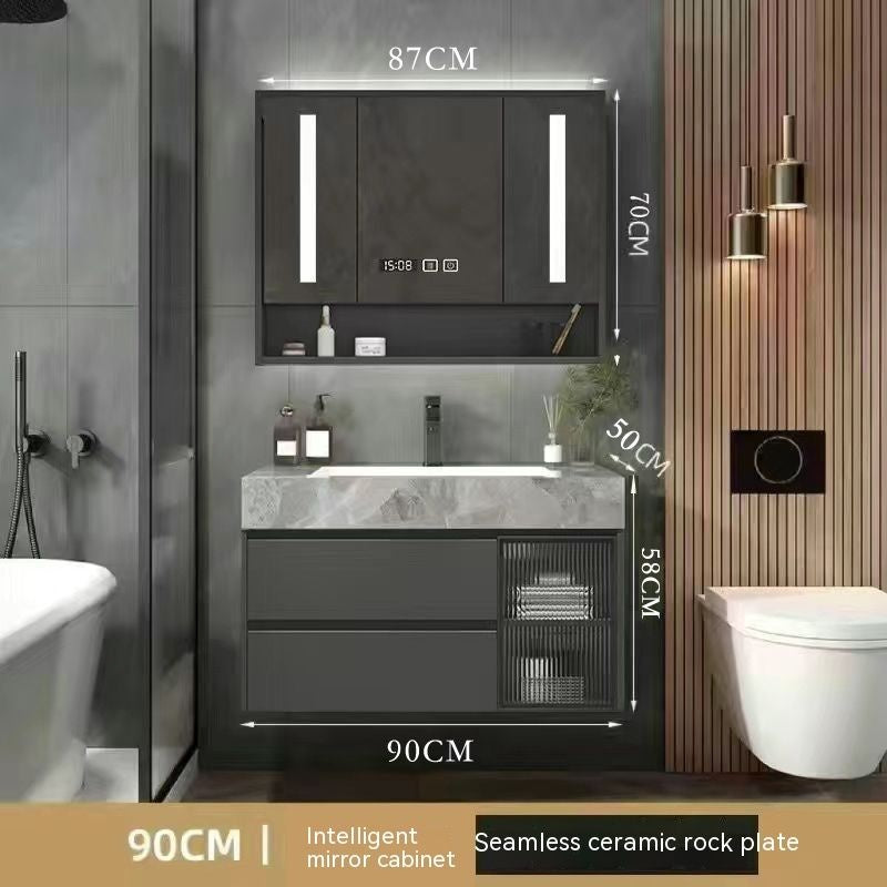 Kabinet Kaca Pintar Penyimpanan Bilik Mandi QW- Rockboard Sinki 