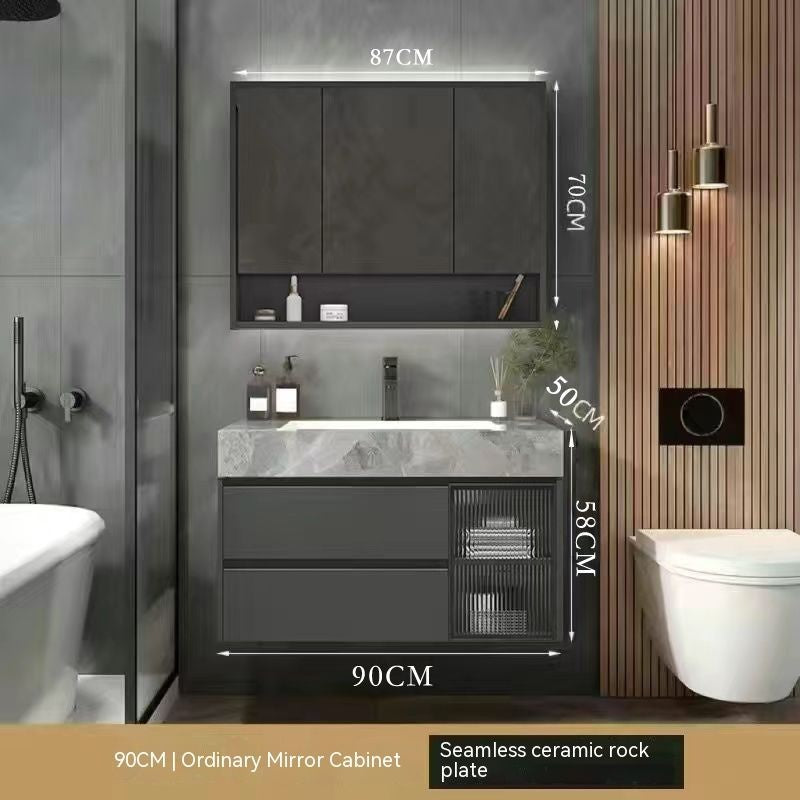 Kabinet Kaca Pintar Penyimpanan Bilik Mandi QW- Rockboard Sinki 