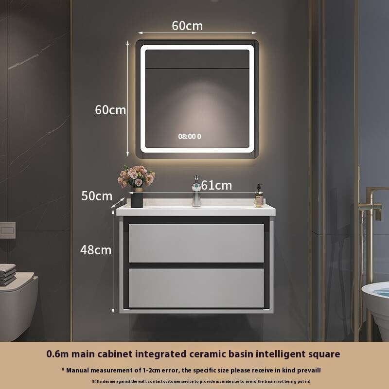 Kabinet Penyimpanan Kayu Oak QW- Set Singki Cermin Pintar di Bilik Mandi 