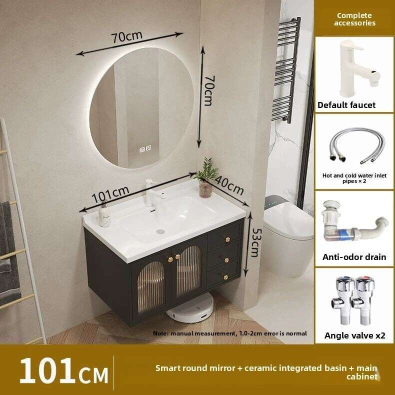 QW- Kabinet kaca pintar untuk storan bilik mandi, lebar 40 cm.