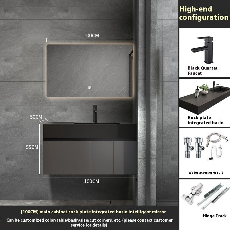 QW- Custom-made Real Wood Storage Cabinet Smart Mirror Sink in the Bathroom