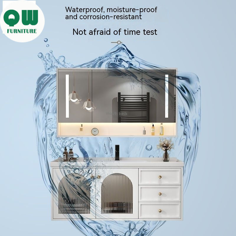 QW- Smart Mirror Real Wood Storage Bathroom Wash Cabinet